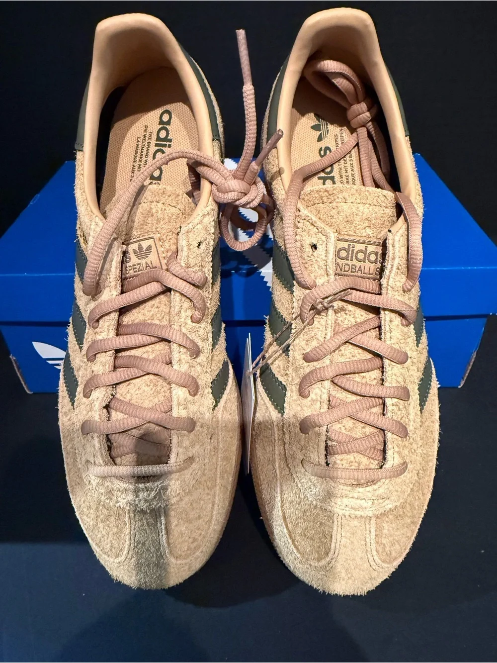 adidas Men’s Handball Spezial Suede Sneakers 8M- Tan/Olive